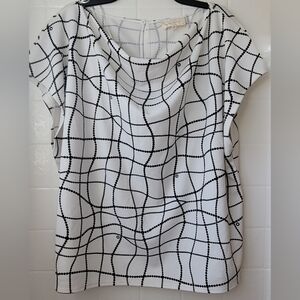 MELLODAY White and Black Geometric Blouse